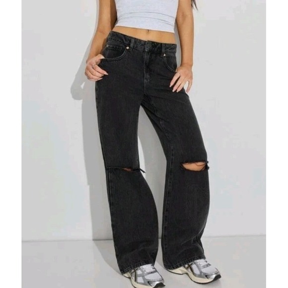 Garage Denim - Garage Denim Jeans Wide Baggy Distressed Wmns 5 /27 Hi Rise Jambre Large (28x32)